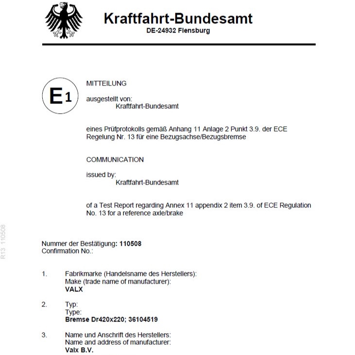 Drum Brake Approval 420 X 220 13,0T 36104519 Haldex